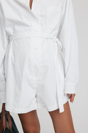 Maternity Cotton Poplin Romper (White) 2
