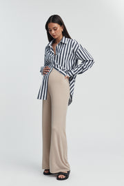 Maternity Cotton Poplin Shirt (Block Stripe) 1