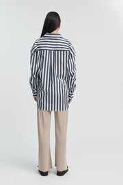 Maternity Cotton Poplin Shirt (Block Stripe) 4