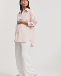 Maternity Cotton Poplin Shirt (Pink) 2