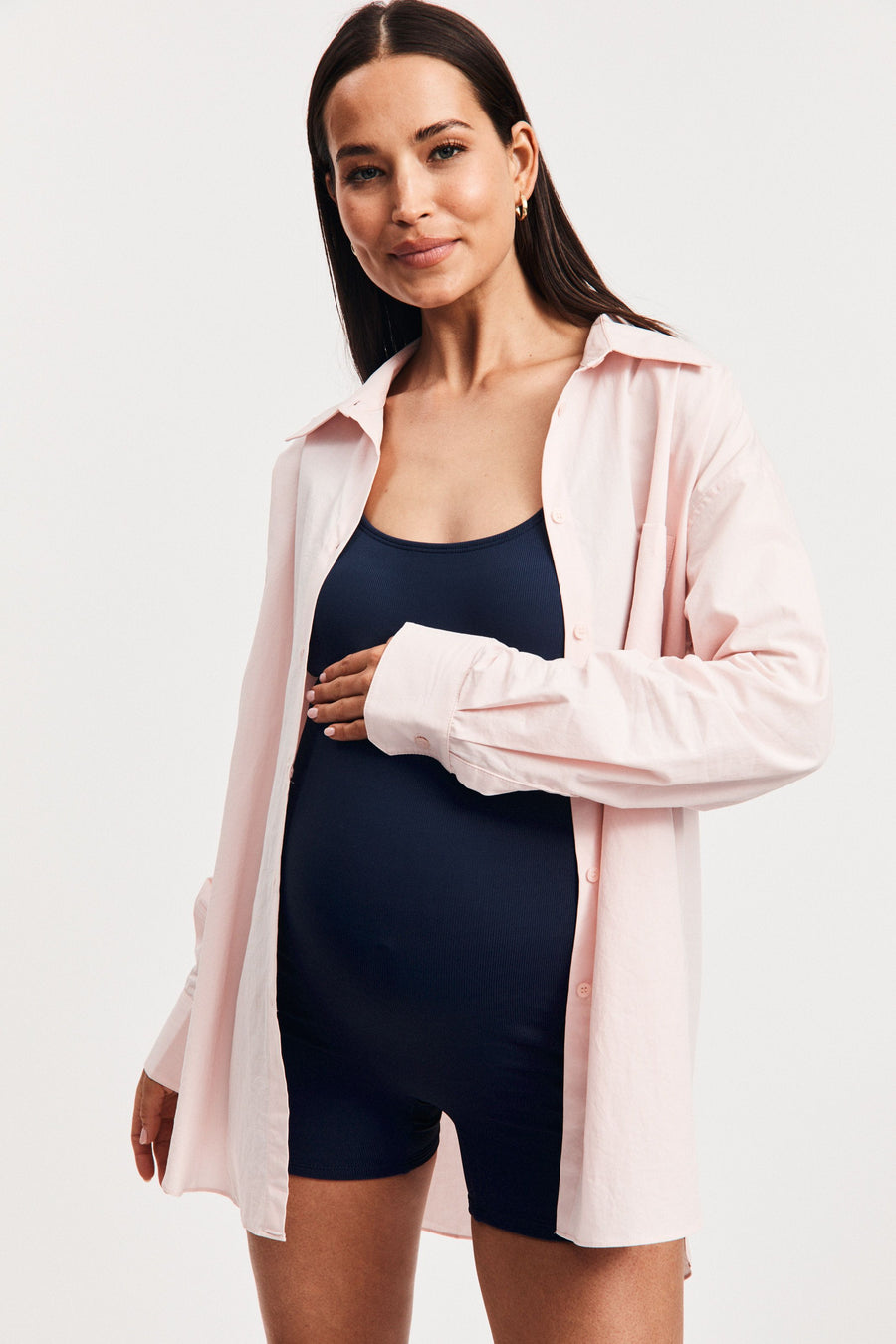 Maternity Cotton Poplin Shirt (Pink) 3