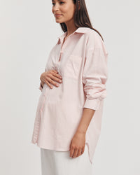 Maternity Cotton Poplin Shirt (Pink) 4