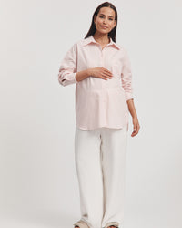 Maternity Cotton Poplin Shirt (Pink) 7