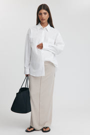 Maternity Cotton Poplin Shirt (White) 14