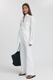Maternity Cotton Poplin Shirt (White) 3