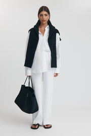 Maternity Cotton Poplin Shirt (White) 6
