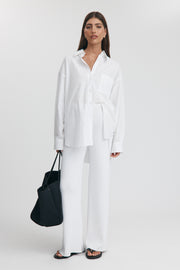 Maternity Cotton Poplin Shirt (White) 8