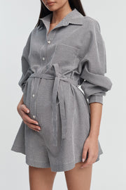 Maternity Cotton Romper (Gingham) 1