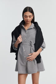 Maternity Cotton Romper (Gingham) 11