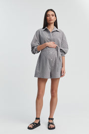 Maternity Cotton Romper (Gingham) 2