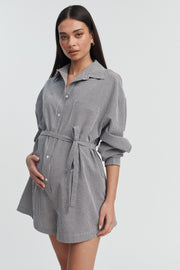 Maternity Cotton Romper (Gingham) 3