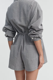 Maternity Cotton Romper (Gingham) 4