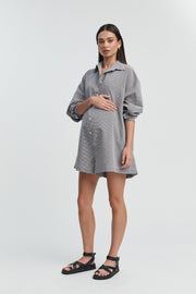 Maternity Cotton Romper (Gingham) 6
