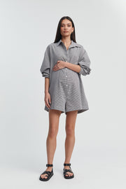 Maternity Cotton Romper (Gingham) 7
