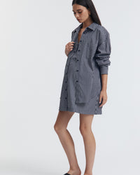 Maternity Cotton Shirt (Navy Stripe)  4