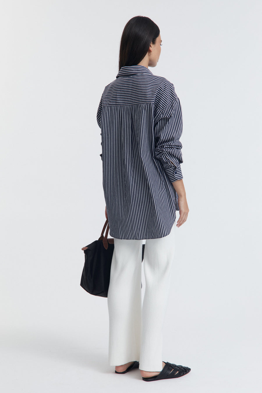 Maternity Cotton Shirt (Navy Stripe)  8