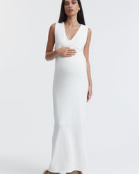 Maternity Cotton V Neck Knit Dress 1