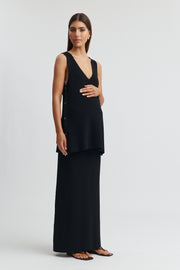 Maternity Crepe Knit Maxi Skirt (Black) 2