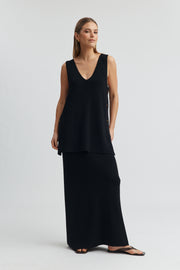 Maternity Crepe Knit Maxi Skirt (Black) 3