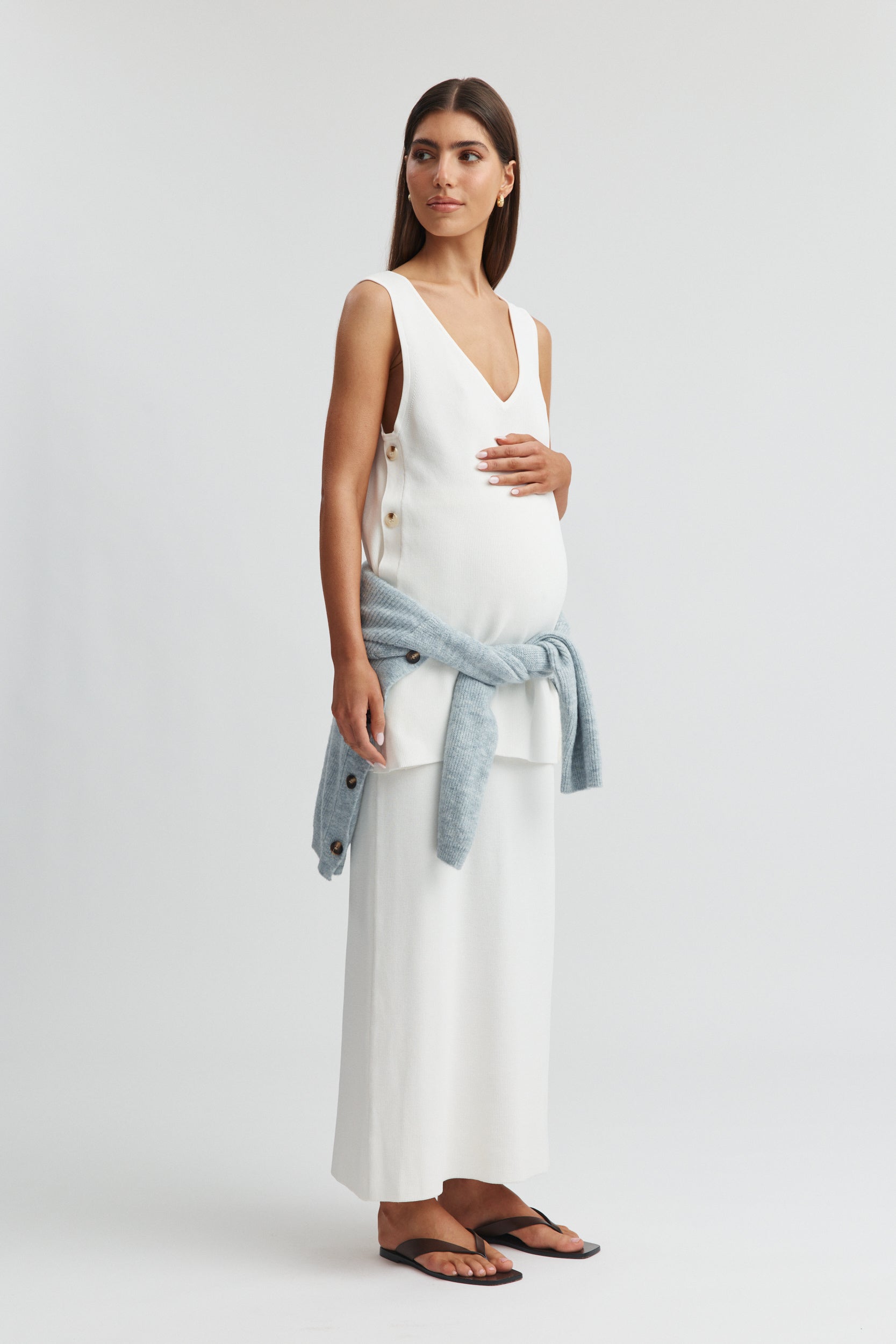 ivory maternity dress Momyknows White Two Piece Set Off Shoulder Ruffle Falbala Bodycon Elegant Boho Photoshoot Baby Shower Maxi Raisa Mini Black Embroidered Gleaming and elegant Color:AUBERGINE feature: corset