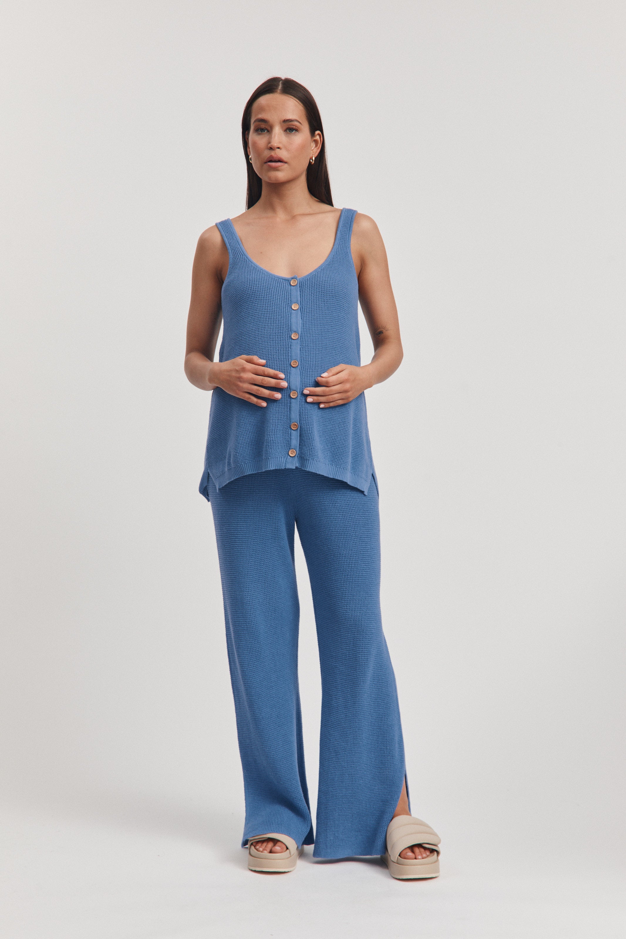 Maternity Crochet Knit Pant (Blue) 1