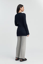 Maternity Crochet Knit Pant (Grey Marle) 10