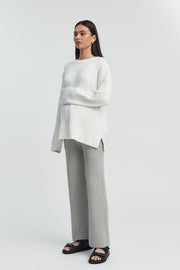 Maternity Crochet Knit Pant (Grey Marle) 4