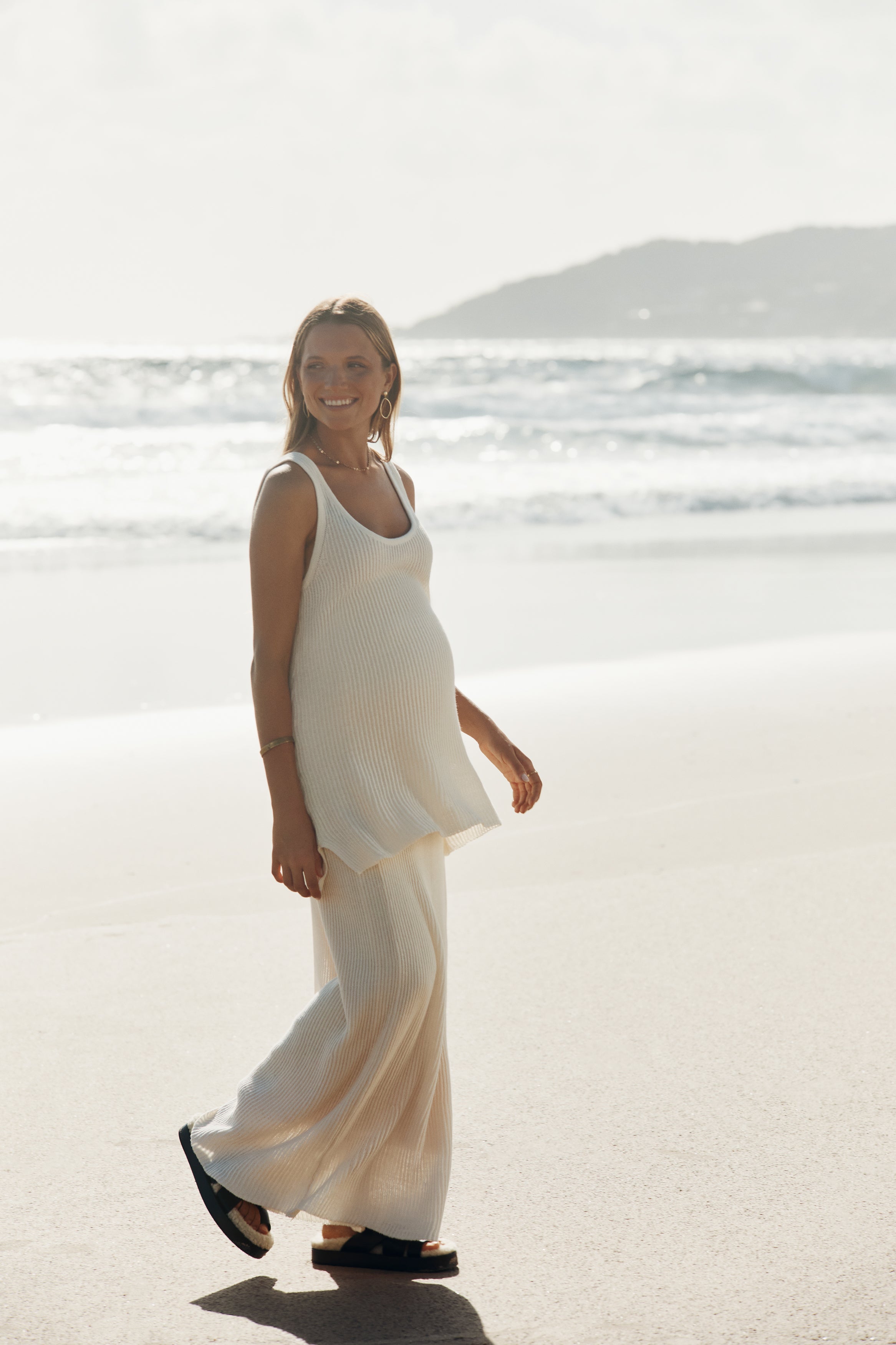 Maternity Crochet Knit Skirt (Bone) 1