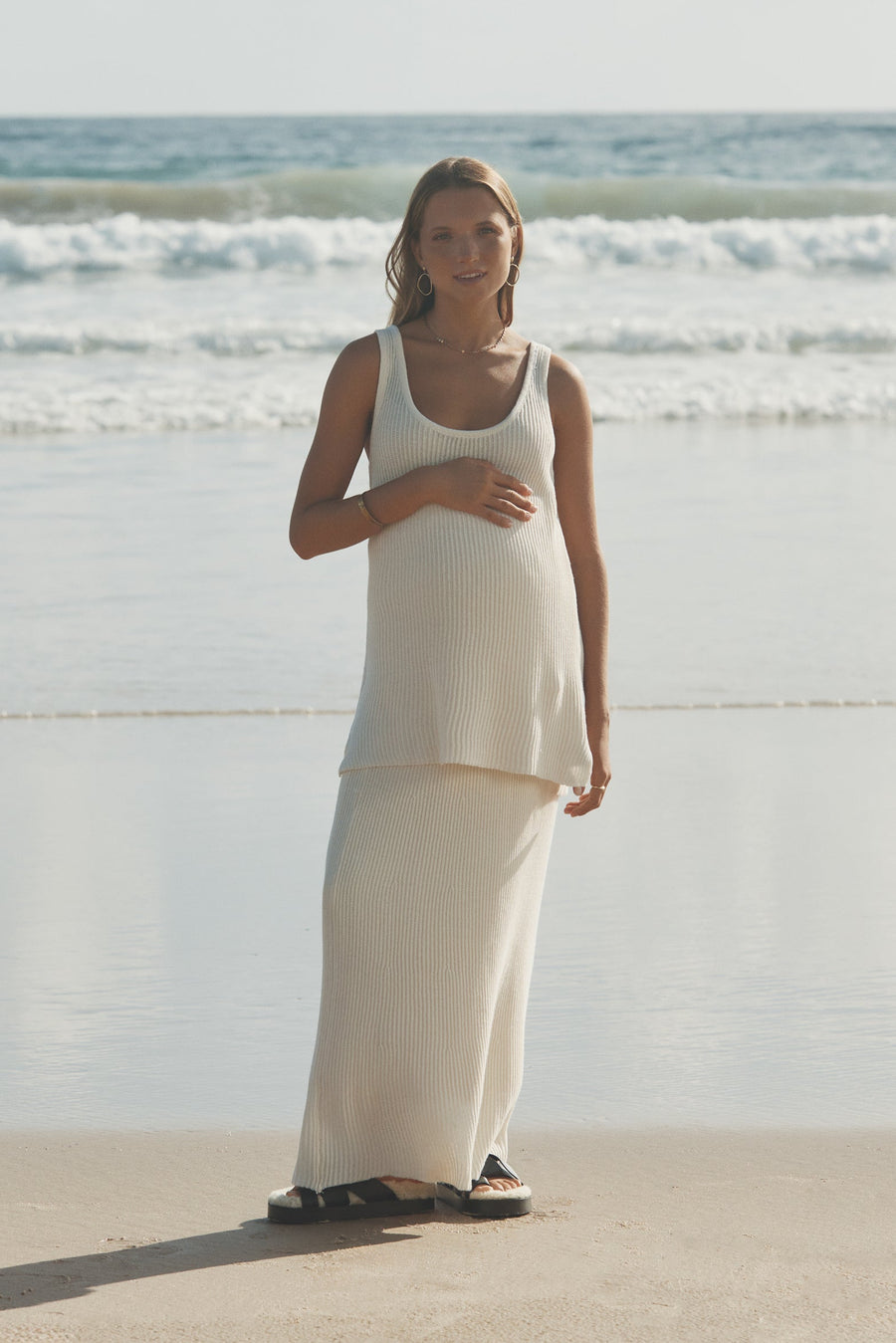 Maternity Crochet Knit Skirt (Bone) 5
