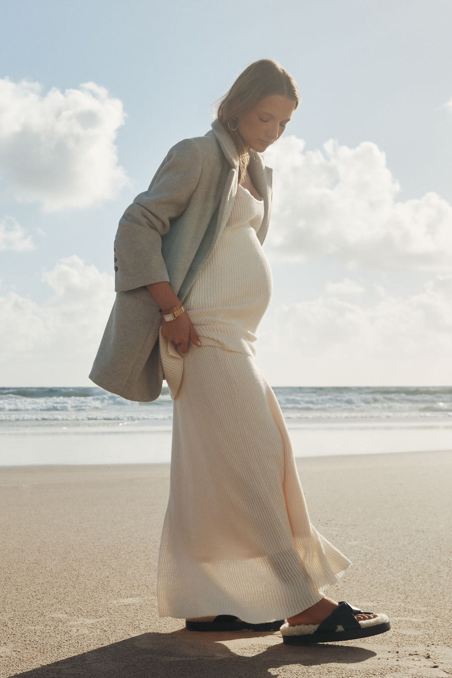 Maternity Crochet Knit Skirt (Bone) 9