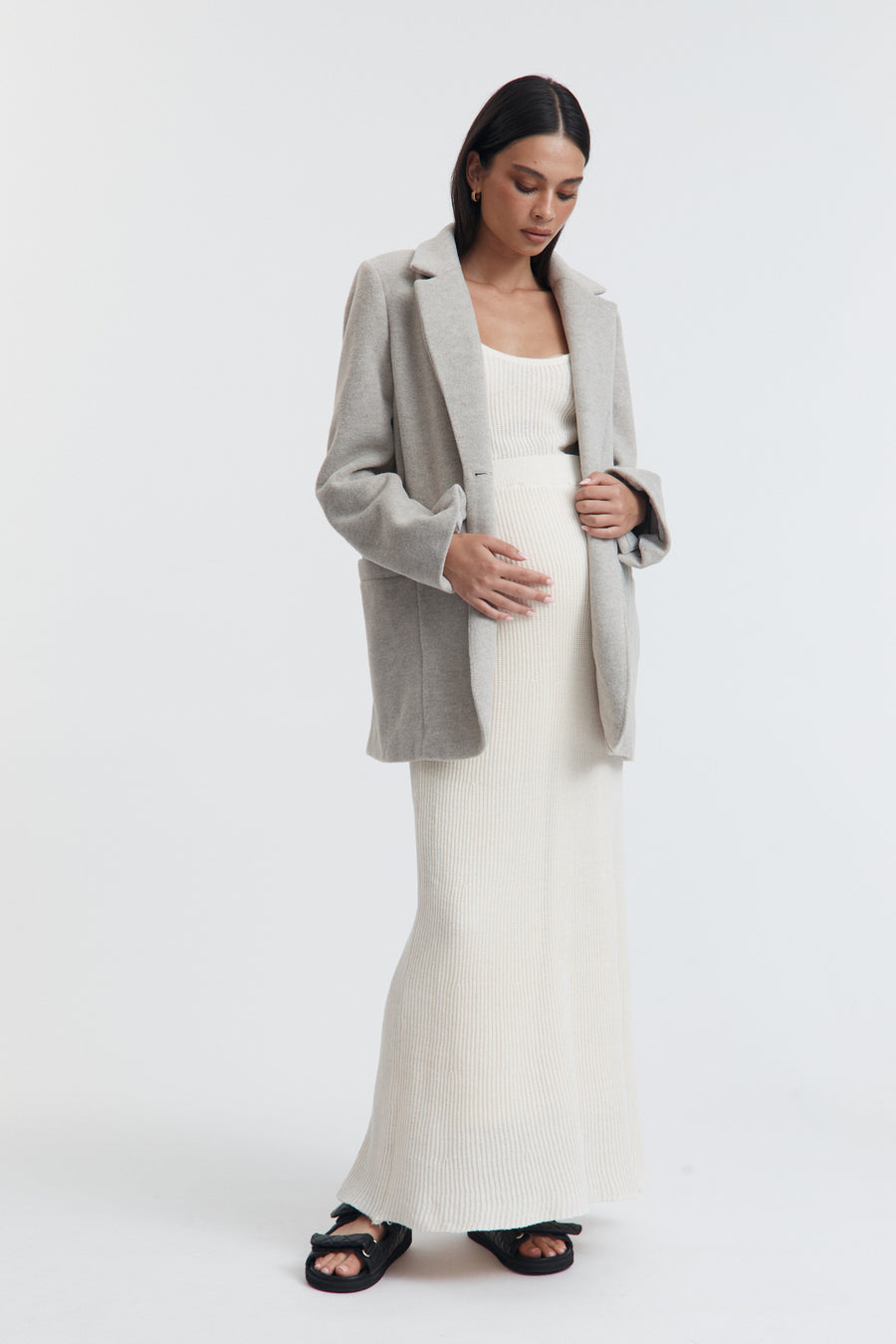 Maternity Crochet Knit Tank (Bone) 11