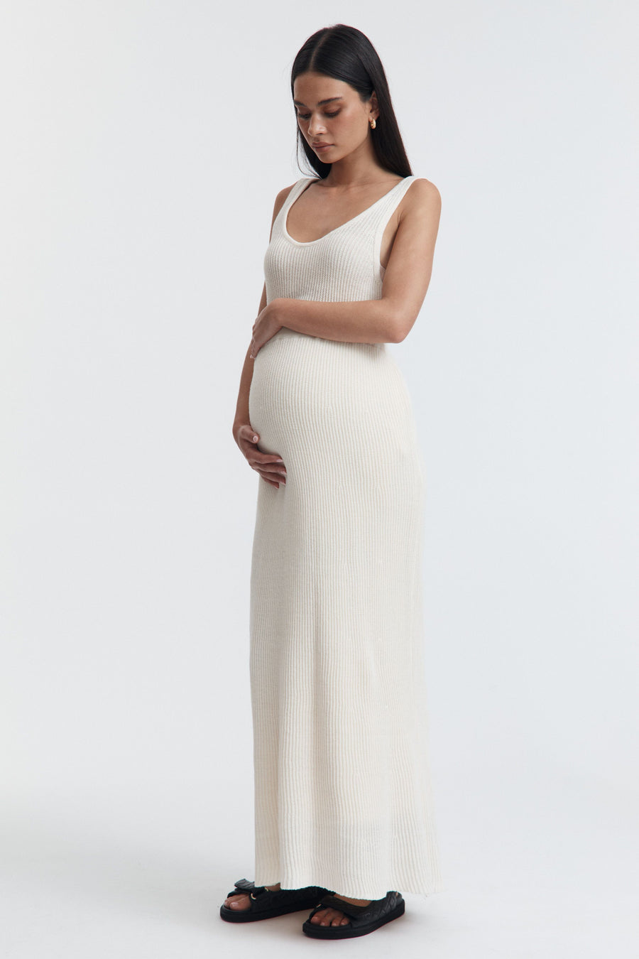 Maternity Crochet Knit Tank (Bone) 2