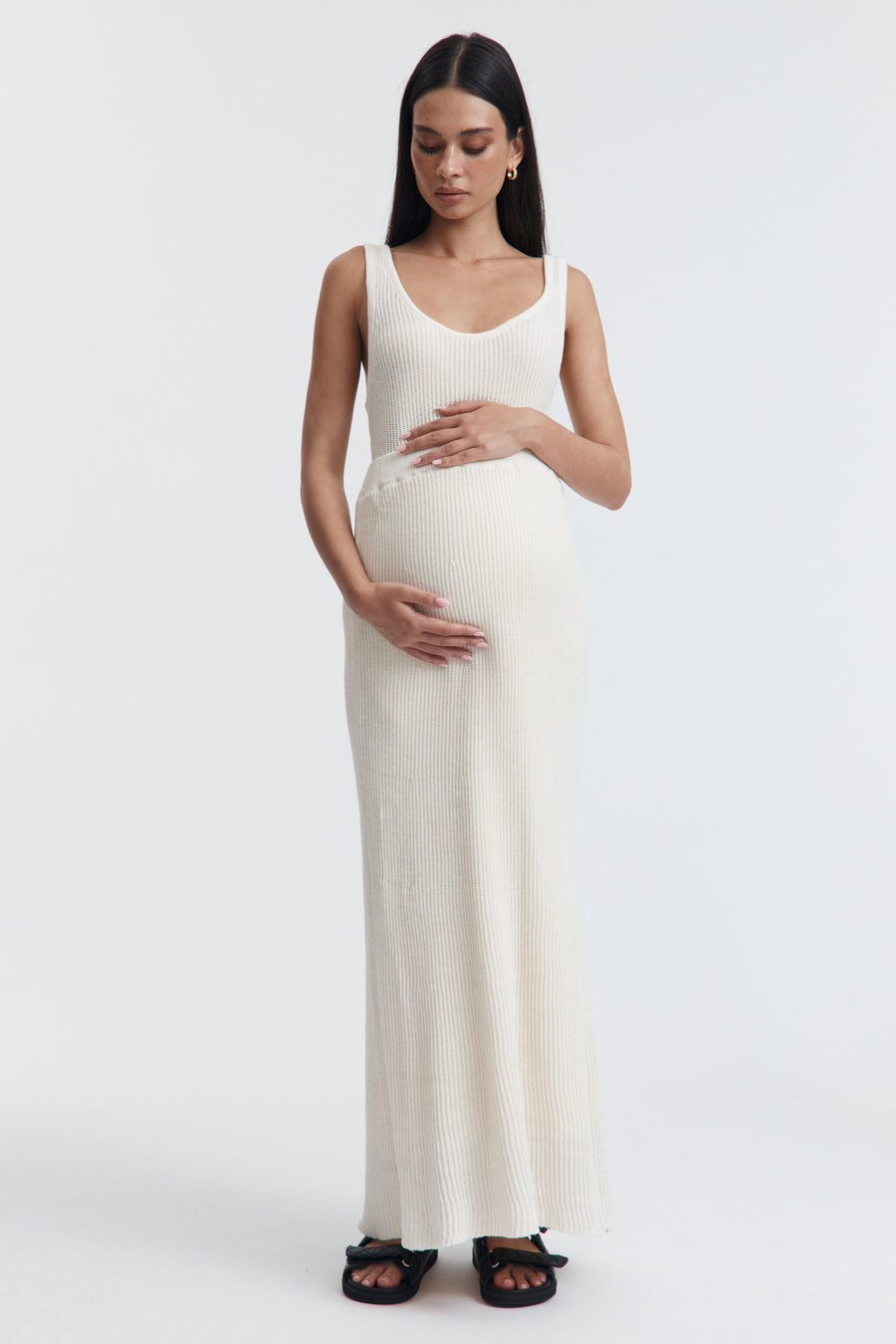 Maternity Crochet Knit Tank (Bone) 4