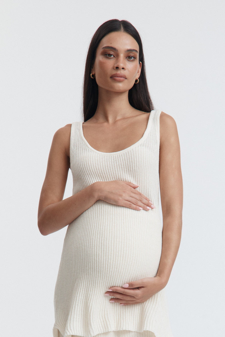 Maternity Crochet Knit Tank (Bone) 7