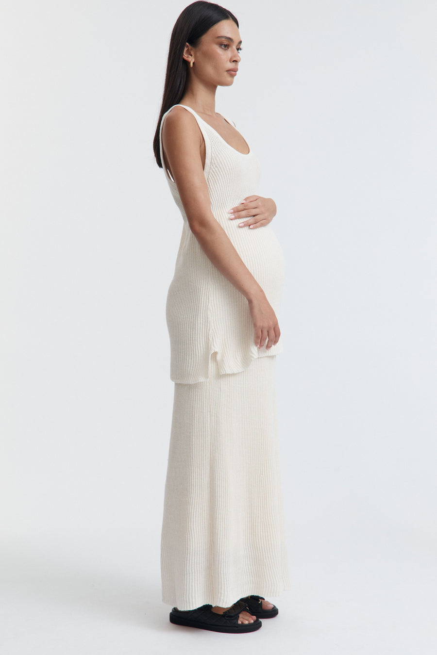 Maternity Crochet Knit Tank (Bone) 9