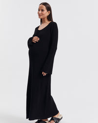 Maternity Crochet Maxi Dress (Black) 1