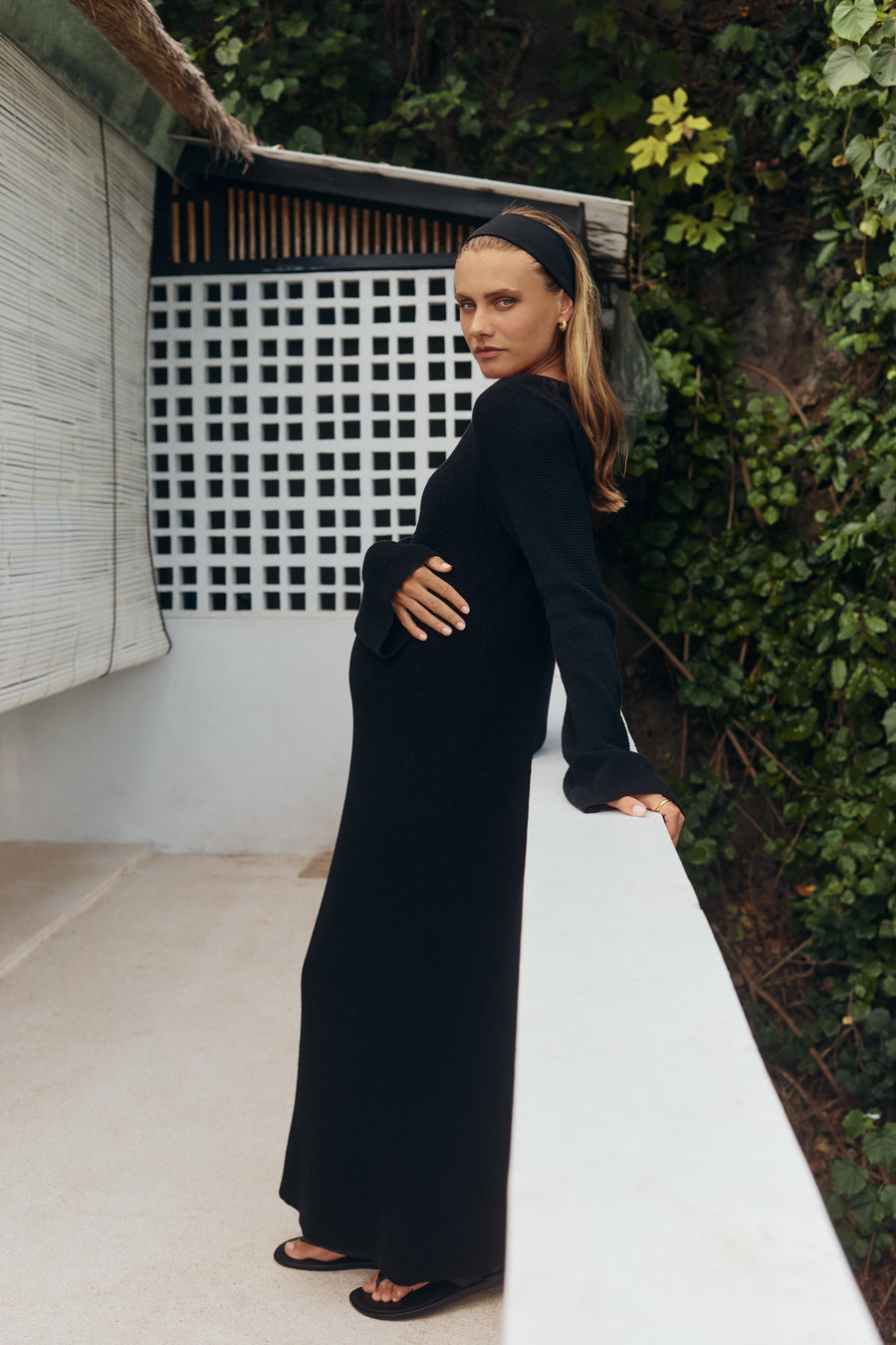 Maternity Crochet Maxi Dress (Black) 4