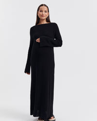 Maternity Crochet Maxi Dress (Black) 5