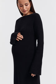 Maternity Crochet Maxi Dress (Black) 7