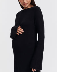 Maternity Crochet Maxi Dress (Black) 7