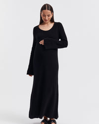 Maternity Crochet Maxi Dress (Black) 8