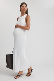 Maternity Crochet Maxi Dress (White) 2