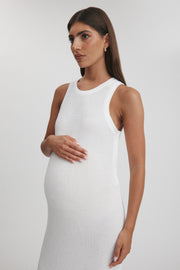 Maternity Crochet Maxi Dress (White) 4