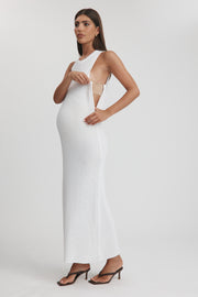 Maternity Crochet Maxi Dress (White) 8