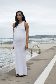 Maternity Crochet Maxi Dress (White) 9