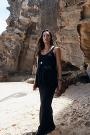 Maternity Crochet Maxi Skirt (Black) 2