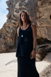 Maternity Crochet Maxi Skirt (Black) 4