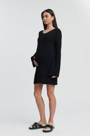 Maternity Crochet Mini Dress (Black) 1