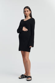 Maternity Crochet Mini Dress (Black) 2
