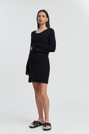 Maternity Crochet Mini Dress (Black) 4